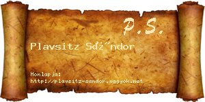 Plavsitz Sándor névjegykártya